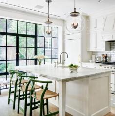 COCOCOZY: WELL DESIGNED KITCHEN - TOP 5 MUST HAVES - Love this garden view kitchen in the middle of New York City. Steel windows!