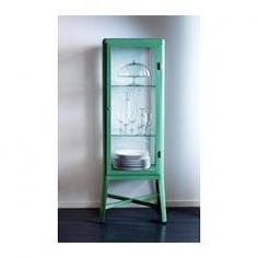 FABRIKÖR Glass-door cabinet - light green - IKEA