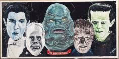 110.  UNIQUE Sculpted Art /  Horror Icons  by KOPLERART on Etsy, $1475.00 ~ This piece is the SUPER BOWL of Horror Art !