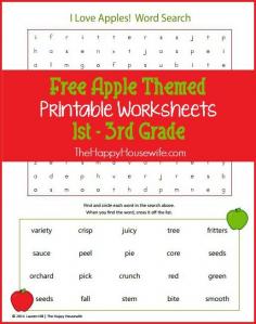 FREE Printables: Apple Themed Worksheets geared for 1st-3rd graders | The Happy Housewife