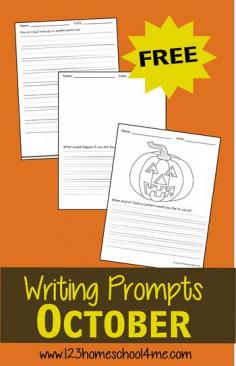 FREE October Writing Prompts for K-4th Grade #writingprompts #homeschooling