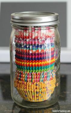 easy way to store cupcake liners!