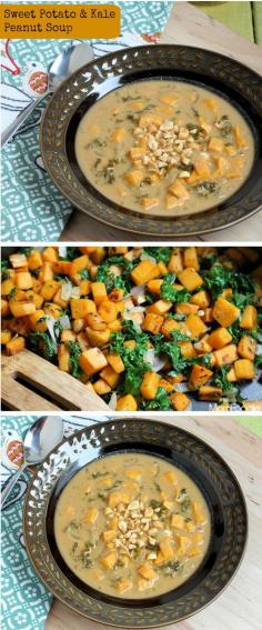 Sweet Potato & Kale Peanut Soup... low calorie and loaded with flavor.
