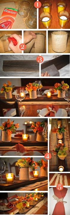 Easy Fall table decor idea using materials you already have on hand.