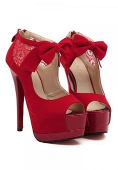 Women's bow peep toe platforms-high heels