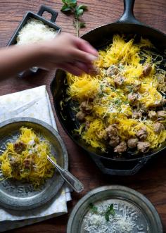 Movies at Dinner: Spaghetti Squash with Sausage