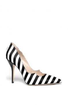 black and white stripe pumps