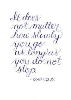 "It does not matter how slowly you go as long as you do not stop." -Confucius
