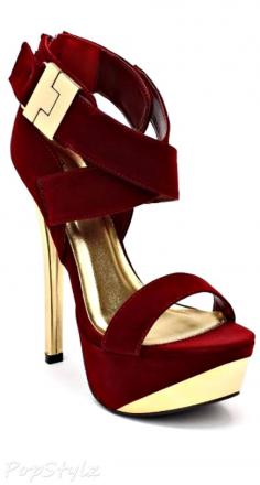 Qupid Velvet Criss Cross Open Toe High Heels