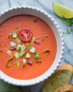 Gazpacho | @Taste Love & Nourish | #gazpacho #tomatoes #avocado #cucmber #healthy #vegan #vegetarian #soup