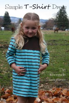 diy little girl's t-shirt dress refashion tutorial