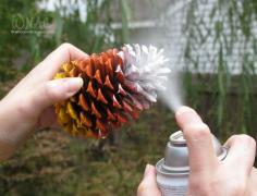 DIY Candy Corn Pine Cones