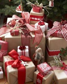 We are doing the brown paper and ribbon gift wrapping this year