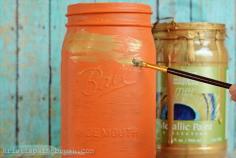 
                        
                            Layered Metallic Paint Mason Jars: simple, step-by-step photo tutorial by Kristi's Paintbrush | Modern Masters
                        
                    