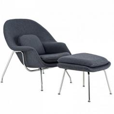 Womb Lounge Chair & Ottoman- Dark Gray