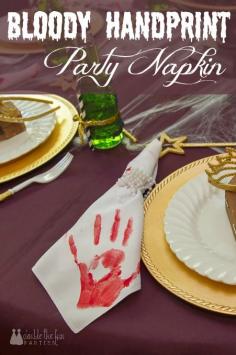 
                        
                            Bloody Handprint Party Napkin Tutorial by Double the Fun Parties | doublefunparties....
                        
                    