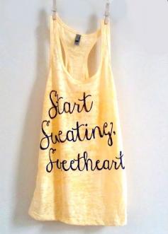 Love it!!! Small Yellow Womens Start Sweating Sweetheart Crossfit/ Fitness / Workout Tank Top