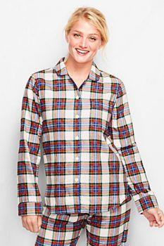 Women's Long Sleeve Piped Flannel Sleep Top from Lands' End