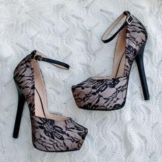 
                        
                            Satin And Lace Ankle Strap Platforms
                        
                    