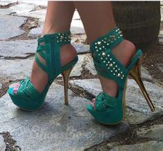 NEW!! Gorgeous Green Peep Toe Ankle Strap High Heel Shoes withe Rhinestone Decoration ... Free shipping over $69 Get them here -----> www.shareasale.co... SHOP NOW!!!