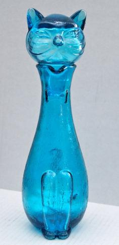 vintage Italian blue glass cat decanter