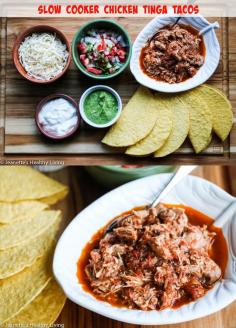 
                        
                            Taco lovers,  these Juicy and tender Slow Cooker Chicken Tinga Tacos are for you. The meat is juicy and tender, and the sauce is amazing! #healthyrecipe #glutenfree #slowcooker
                        
                    