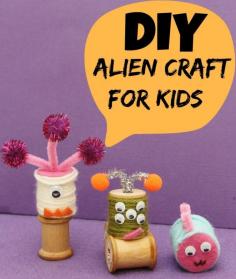 
                        
                            tutorial for DIY alien craft spool for kids - fun for space school lessons and for halloween home decor
                        
                    