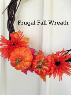 For just a few bucks at the Dollar store and you can create your own DIY Frugal Fall Wreath home decor!