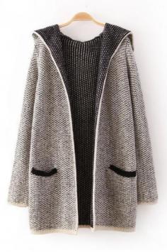 
                        
                            Grey Long Sleeves Hoodie Cardigan Sweater
                        
                    