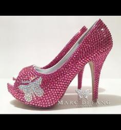 
                        
                            Signature ROSE Crystal shoes AB crystal Butterfly Peep toe
                        
                    