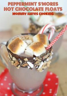 Peppermint S'mores Hot Chocolate Floats I Mommy Hates Cooking #TruMoo #Sponsored