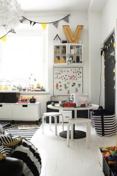 
                    
                        Kids Playrooms - black and white modern playroom
                    
                