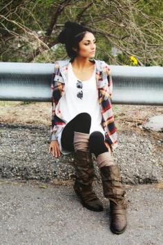 
                    
                        Adorable long pure leather boots and cardigan
                    
                