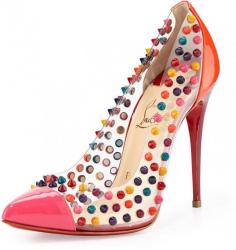 
                    
                        Christian Louboutin Spike Me PVC Cap-Toe Red Sole Pump, Pink
                    
                