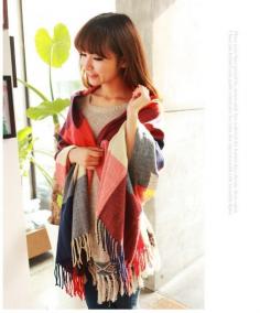 
                    
                        Warm winter plaid cotton woman scarf.
                    
                