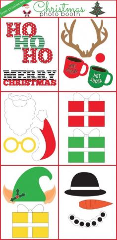
                    
                        Christmas photo booth free printables for a Christmas party activity with Santa, snowman, Rudolph, and an elf!
                    
                