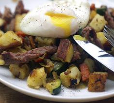 Very Veggie Corned Beef Hash - Delicious for breakfast, brunch or dinner.  You can substitute ham or bacon.