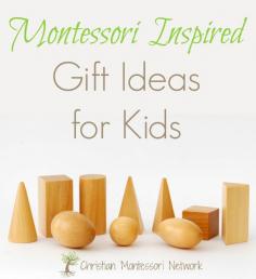 A list of Montessori inspired gift ideas for babies up to elementary age children. www.ChristianMont...