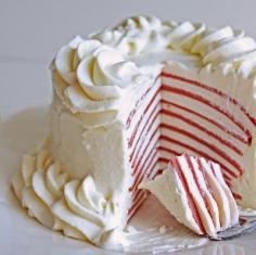 
                    
                        Christmas Red Velvet Crepe Cake. love that it looks like a candy cane inside
                    
                