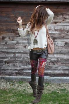 
                    
                        Embellished leather pants, bag and adorable shoes with Indian necklace
                    
                