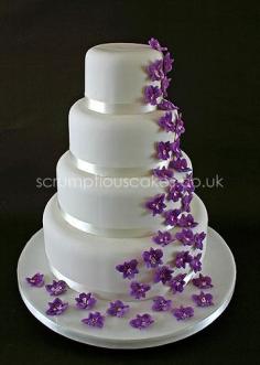 
                    
                        Wedding Cake - Purple Orchid Cascade by Scrumptious Cakes (Paula-Jane), but with blue flowers!
                    
                