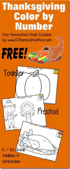 
                        
                            Thanksgiving Color by Number Math Worksheet #mathisfun #homeschooling #toddler #preschool #kindergarten
                        
                    