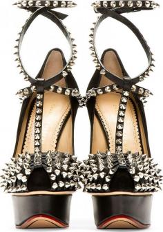 
                    
                        Charlotte Olympia: Black Studded Platform Angry Portia Pumps
                    
                