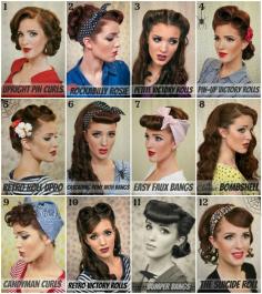 
                        
                            Retro Hair Tutorial Round-up with lots of different styles and great step-by-step tutorials on how to do them. From 40's and 50's. (tutorials from The Freckled Fox)
                        
                    