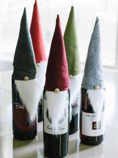 
                    
                        Dress up wine bottles as cute #Christmas elves for a fun #holiday party gift.
                    
                