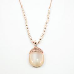 Pearl Necklace With Opal Pendant
