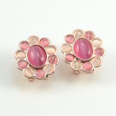 Rose Gold Opal Flower Stud Earrings