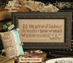 
                    
                        This will not ship until the first week of Decemer 2014 so please order when you are ready to do so - there will plenty of supply. "No Act Of Kindness" is the last cross stitch kit from Lizzie Kate's Inspiration Series.
                    
                