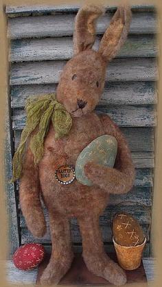 
                    
                        Primitive Dirty Standing Bunny Rabbit & Eggs...pattern available.
                    
                