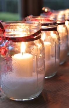 
                    
                        Snow candles... so easy and inexpensive and makes a beautiful little gift for neighbors, friends, or just fun to decorate with!
                    
                